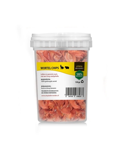 UTOPIA Wortel Chips 130 gr – Gezonde Snack voor Konijnen en Knaagdieren