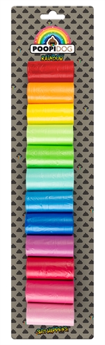 MERKLOOS poepzakjes Poopi-Dog regenboogkleuren 12×15 st – extra dik