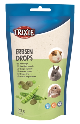 TRIXIE Knaagdier Drops Erwten - Verrijkt met vitaminen en mineralen, vrij van lactose en gluten - 12x75 g