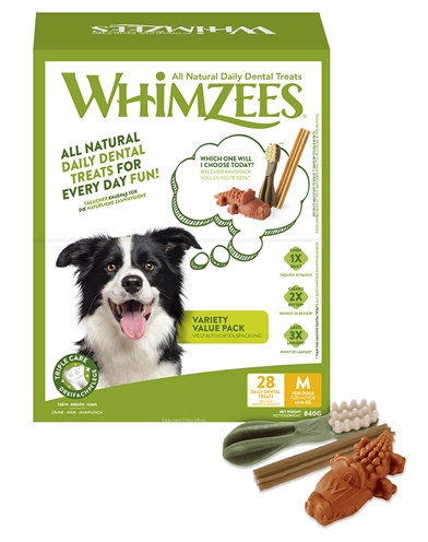 WHIMZEES Kauwsnack Variety Box M 28 st – Glutenvrij & Natuurlijk