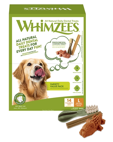 WHIMZEES Kauwsnack Variety Box L 14 st – Glutenvrij en Natuurlijke Ingrediënten