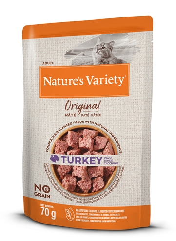 NATURES VARIETY kattenvoer Original Pouch Kalkoen 12x70 gr – natvoer