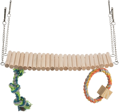 TRIXIE Hangbrug Hout 30×17 cm – Met Flos Speelgoed voor Knaagdieren
