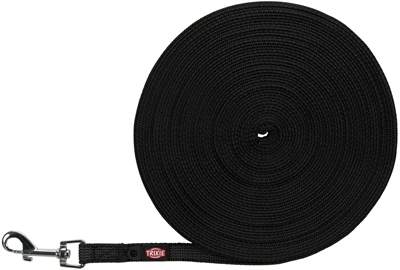 TRIXIE Hondenriem Sleeplijn 15 m x 1,5 cm – Zwart Rubber Bekleed