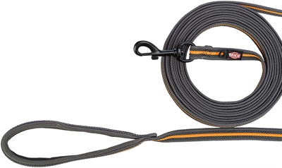 TRIXIE Hondenriem Sleeplijn Fusion 5x1,7 cm – Grafiet Grijs/Papaya Oranje