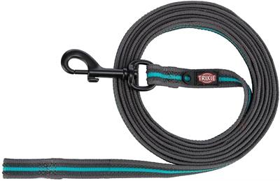 TRIXIE Hondenriem Sleeplijn Fusion 15 m × 1,7 cm – Grafiet Grijs/Oceaan Blauw
