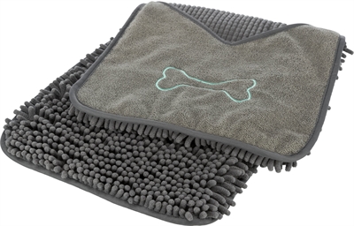 TRIXIE Microvezel Handdoek Grijs 78×32 cm – Insteekzakken
