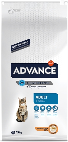 ADVANCE Kattenvoer Adult Chicken/Rice — Urine‑pH bescherming & Omega‑3/6 voor gezonde huid en vacht - 15 kg