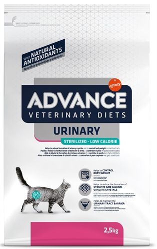 ADVANCE VETERINARY DIET Dieetvoer kat Urinary Sterilized - Minder calorieën & urinewegondersteuning - 2,5 kg