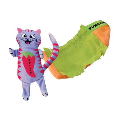 KONG kattenspeelgoed KONG Pull-A-Partz Purrito 14×5 cm – Pluche burrito