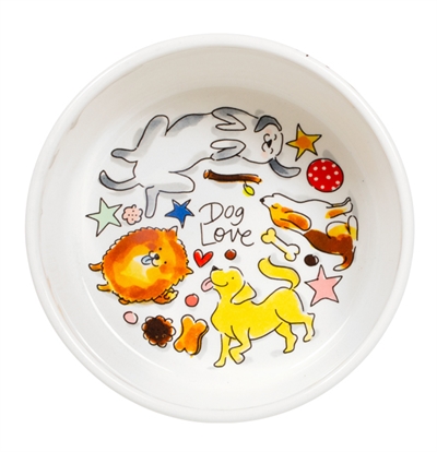 BLOND AMSTERDAM Voerbak Dog Love 15,5×15,5 cm – Aardewerk