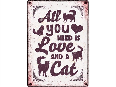 PLENTY GIFTS Waakbord Blik All You Need Is Love 21×15 cm – Dierenliefhebber