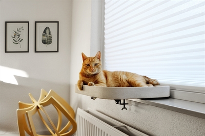 EBI Kattenmand Vensterbank Kyo Wit 50×40 cm – Imitatie-schapenvacht
