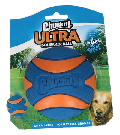 CHUCKIT hondenbal Ultra Squeaker XL 8×8 cm – natuurlijk rubber