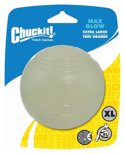 CHUCKIT Hondenbal MAX GLOW XL 8×8 cm – Glow in the Dark