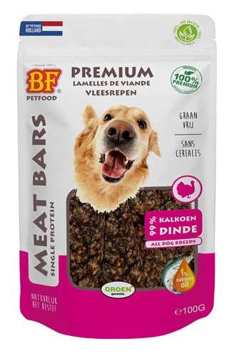 BF PETFOOD Hondenvleessnacks Meat Bars Kalkoen 100 gr – Graan- en Glutenvrij
