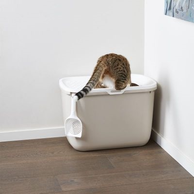 SAVIC Kattenbak Hop In Antraciet/Wit 58,5×39×39,5 cm – Moderne design