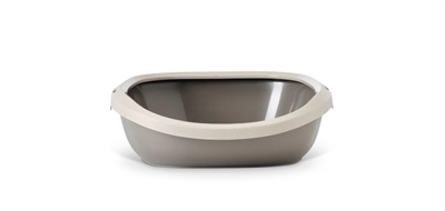 SAVIC Kattenbak Happy Planet Gizmo - Rand met gaatjes tegen uitlopen - Mocca/Warmgrijs - 44 x 35,5 x 12,5 cm