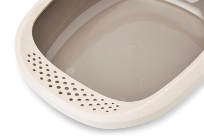 SAVIC Kattenbak Happy Planet Gizmo - Rand met gaatjes tegen uitlopen - Mocca/Warmgrijs - 44 x 35,5 x 12,5 cm