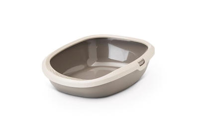SAVIC Kattenbak Happy Planet Gizmo - Rand met gaatjes tegen uitlopen - Mocca/Warmgrijs - 44 x 35,5 x 12,5 cm