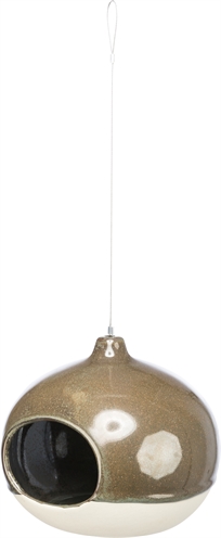 TRIXIE Voerbak Vogel Hangend keramiek, rond - crème/bosgroen - 12x12x14 cm