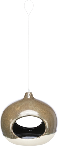 TRIXIE Voerbak Vogel Hangend keramiek, rond - crème/bosgroen - 12x12x14 cm