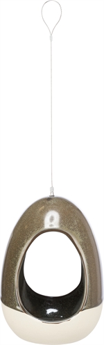 TRIXIE Drinkbak Hangend Keramiek Crème 12×12×16 cm – Bosgroen