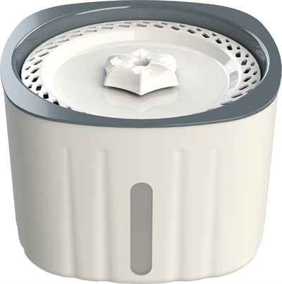 TRIXIE Drinkfontein Flower 18,5×18,5 cm – Wit/Grijs 2 ltr