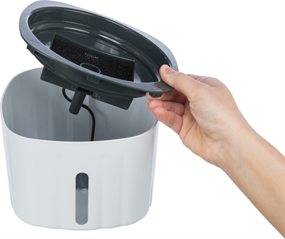 TRIXIE Drinkfontein Flower 18,5×18,5 cm – Wit/Grijs 2 ltr