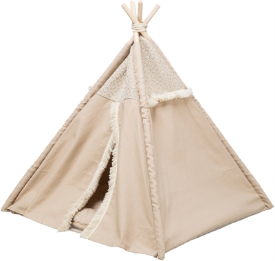 TRIXIE Kattenmand Tipi Boho Beige 55×55×65 cm – Pluche Kussen