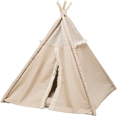 TRIXIE Kattenmand Tipi Boho Beige 55×55×65 cm – Pluche Kussen