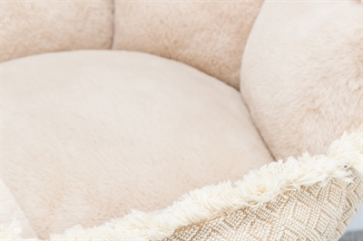 TRIXIE Hondenmand Boho - Zacht pluche & geïntegreerd kussen, slipvast - Beige - 65x65x19 cm