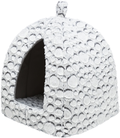 TRIXIE Kattenmand Iglo Mila Pluche Wit/Grijs 32×32×42 cm – Schuilplaats
