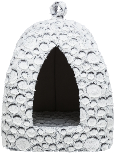 TRIXIE Kattenmand Iglo Mila Pluche Wit/Grijs 32×32×42 cm – Schuilplaats