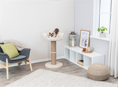 TRIXIE Krabpaal Boho Beige 50×50×97 cm – Jute met Relax-mand