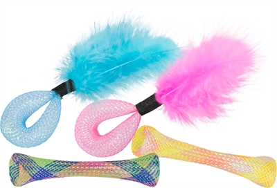 TRIXIE Kattenspeelgoed Set Tubes Ratel & Veren - Assorti - 4 st | tot 15 cm