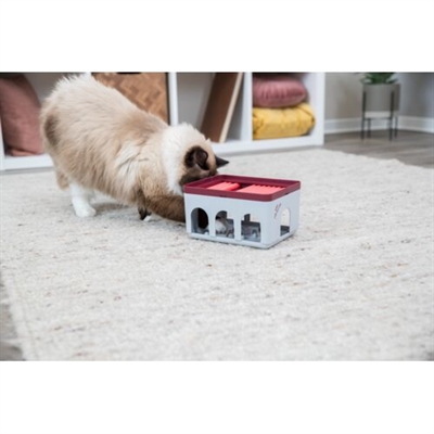 TRIXIE Cat Activity Rod Box Wit/Bordeaux 20×16×12 cm – Intelligentspeelbox