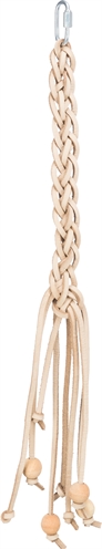 TRIXIE Vogel Speelgoed Veters Leer met Houten Kralen 50×cm – Naturel