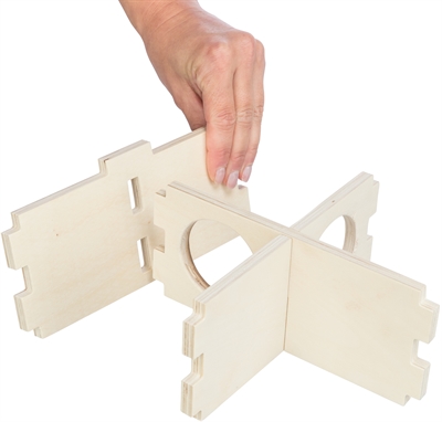 TRIXIE Knaagdierhuis 3 Kamers Onbehandeld Hout 30×30 cm – Natuurlijk