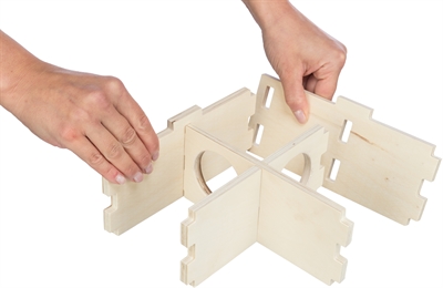 TRIXIE Knaagdierhuis 3 Kamers Onbehandeld Hout 30×30 cm – Natuurlijk