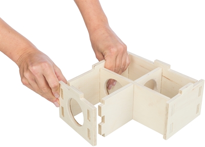 TRIXIE Knaagdierhuis 3 Kamers Onbehandeld Hout 30×30 cm – Natuurlijk