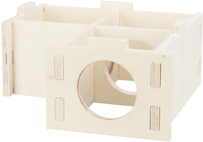 TRIXIE Knaagdierhuis 3 Kamers Onbehandeld Hout 30×30 cm – Natuurlijk