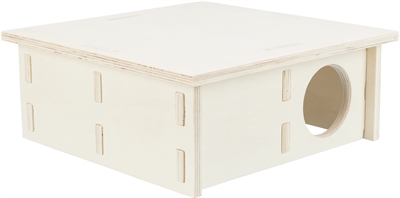 TRIXIE Knaagdierhuis 4 Kamers 25×25×10 cm – Onbehandeld Hout Naturel