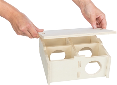 TRIXIE Knaagdierhuis 4 Kamers 25×25×10 cm – Onbehandeld Hout Naturel