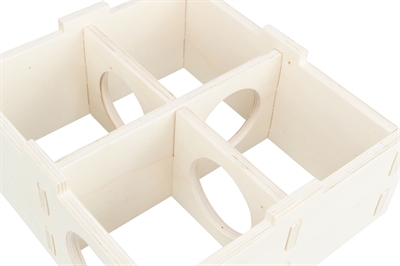 TRIXIE Knaagdierhuis 4 Kamers Onbehandeld Hout 30×30 cm – Natuurlijk