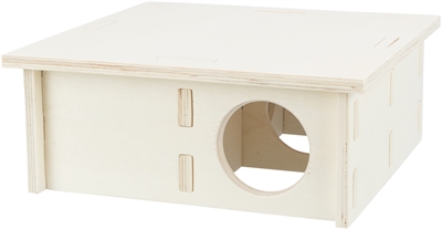 TRIXIE Knaagdierhuis 4 Kamers Onbehandeld Hout 30×30 cm – Natuurlijk