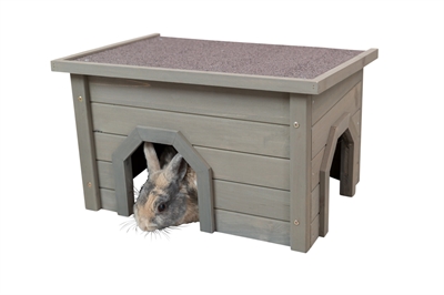 TRIXIE Knaagdierhuis Natura Waterbestendig asfaltdak - Grijsgroen - 50x37x30 cm