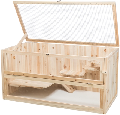 TRIXIE Knaagdierverblijf Hout 100×50×50 cm – Luxe met Etages