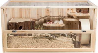 TRIXIE Knaagdierverblijf Hout 100×50×50 cm – Luxe met Etages