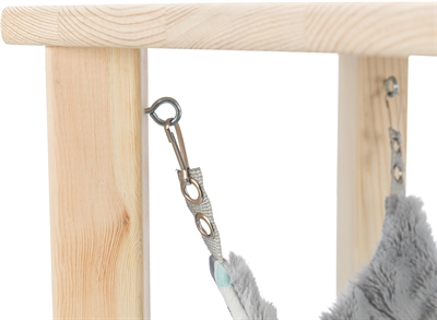 TRIXIE Schuilhuisje met hangmat Sunny | Onbehandeld hout, verstelbare wasbare pluche hangmat - Grijs - 37x37x29 cm